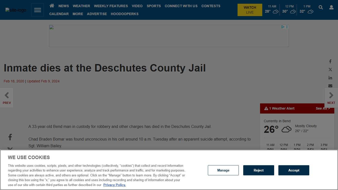 Inmate dies at the Deschutes County Jail | Central-oregon-daily | centraloregondaily.com